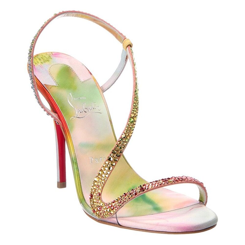 Christian Louboutin Rosa Z Strass Botanica 100 Suede Sandal, Green